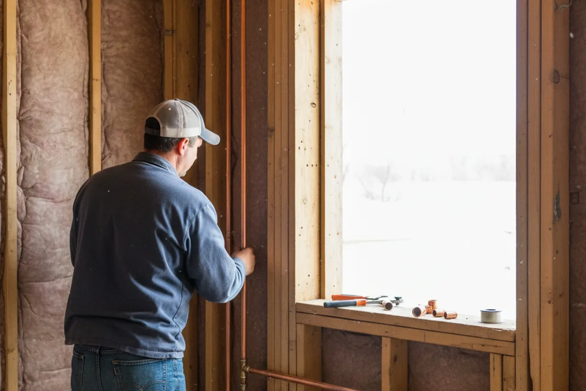 Licensed plumber running new copper supply lines in a Camino home